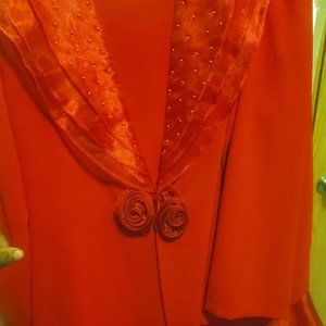 Plus Size Elegant Red Dress Suit for Women